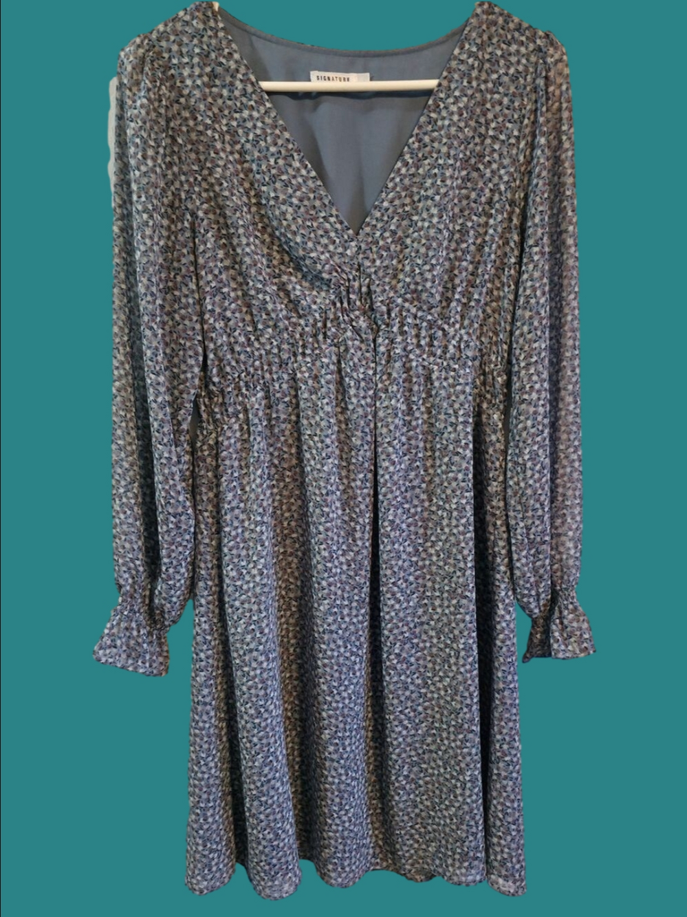 4/$67 Deal! Signature Blue Micro-Print Midi Dress